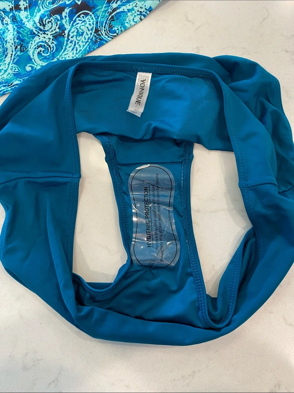 Yonique Two-Piece Halter Tankini and Briefs in Teal Paisley